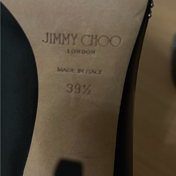 Jimmy Choo Black Leather Pointed Toe Pumps with Silver Studs main image 1
